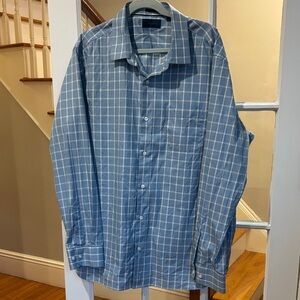 Fairline Cotton Men’s Blue and White Plaid Shirt